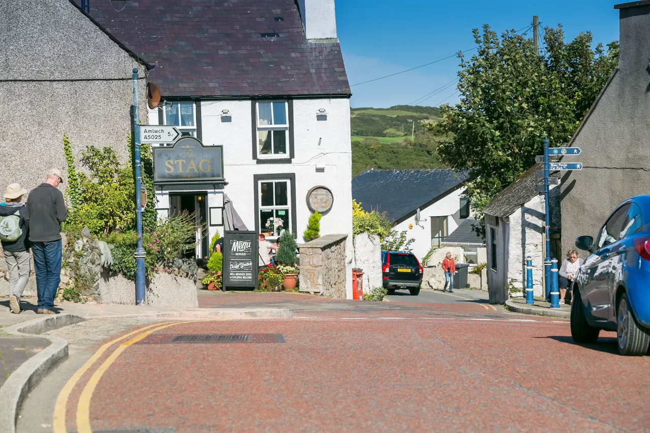 Cemaes village street near the harbour